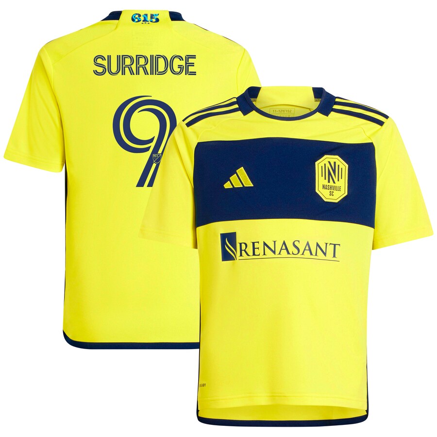 Youth Nashville SC Sam Surridge adidas Yellow 2024 The 615 Kit Replica Player Jersey