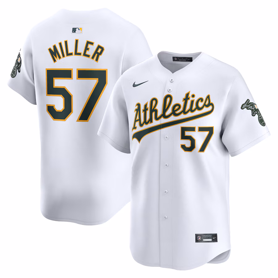 Men's Oakland Athletics Mason Miller Nike White Home Limited Player Jersey