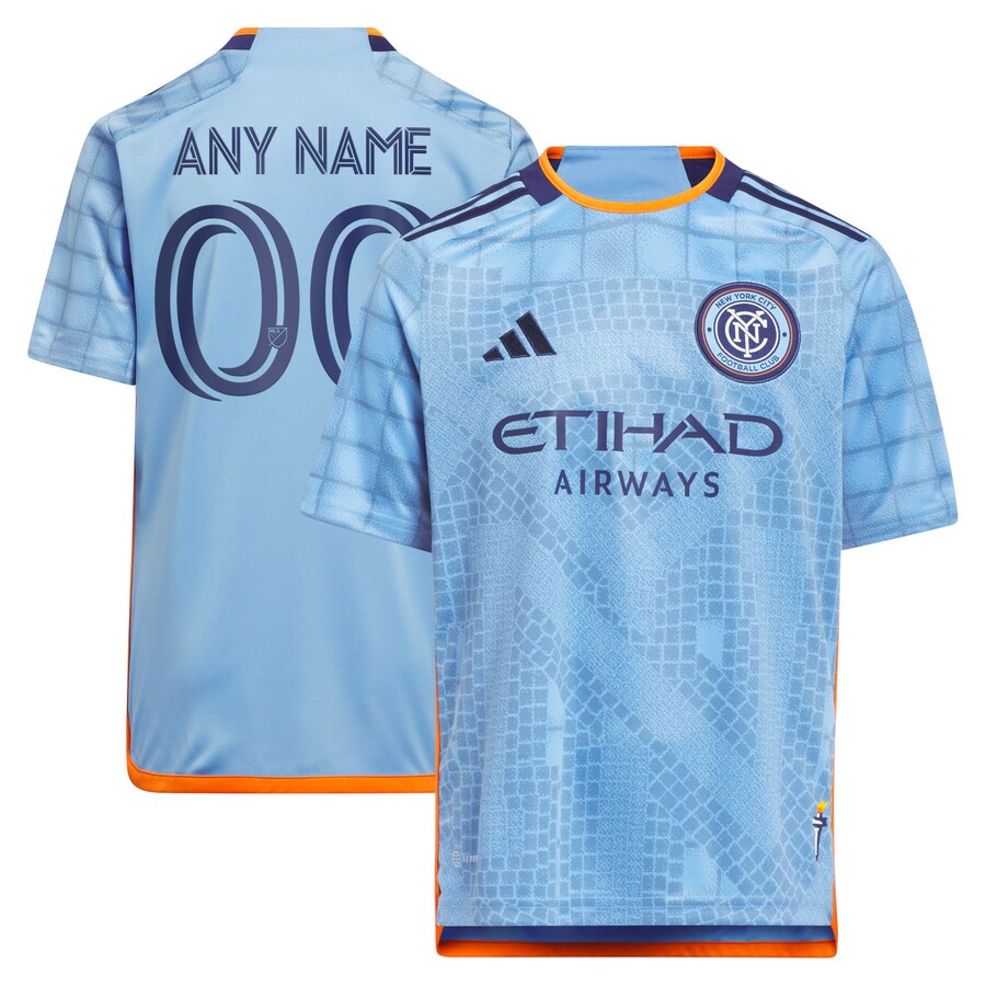 Youth New York City FC adidas Light Blue 2023 The Interboro Kit Replica Custom Jersey
