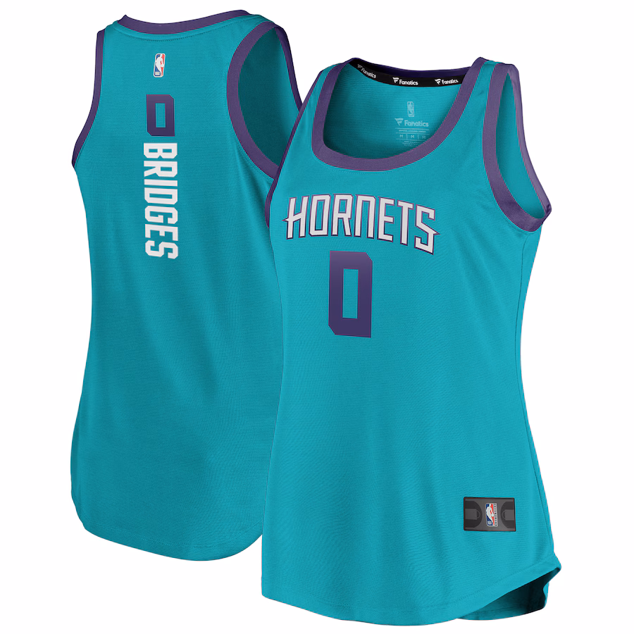 Women's Charlotte Hornets Miles Bridges Fanatics Teal Fast Break Team Tank Jersey - Icon Edition
