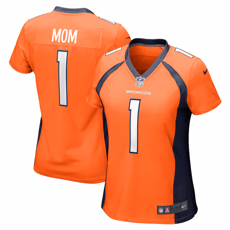 Women's Denver Broncos Number 1 Mom Nike Orange Game Jersey
