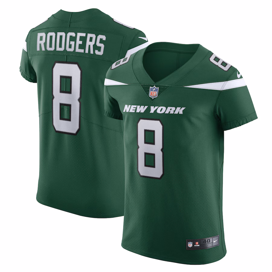 Men's New York Jets Aaron Rodgers Nike Gotham Green Alternate Vapor F.U.S.E. Elite Jersey