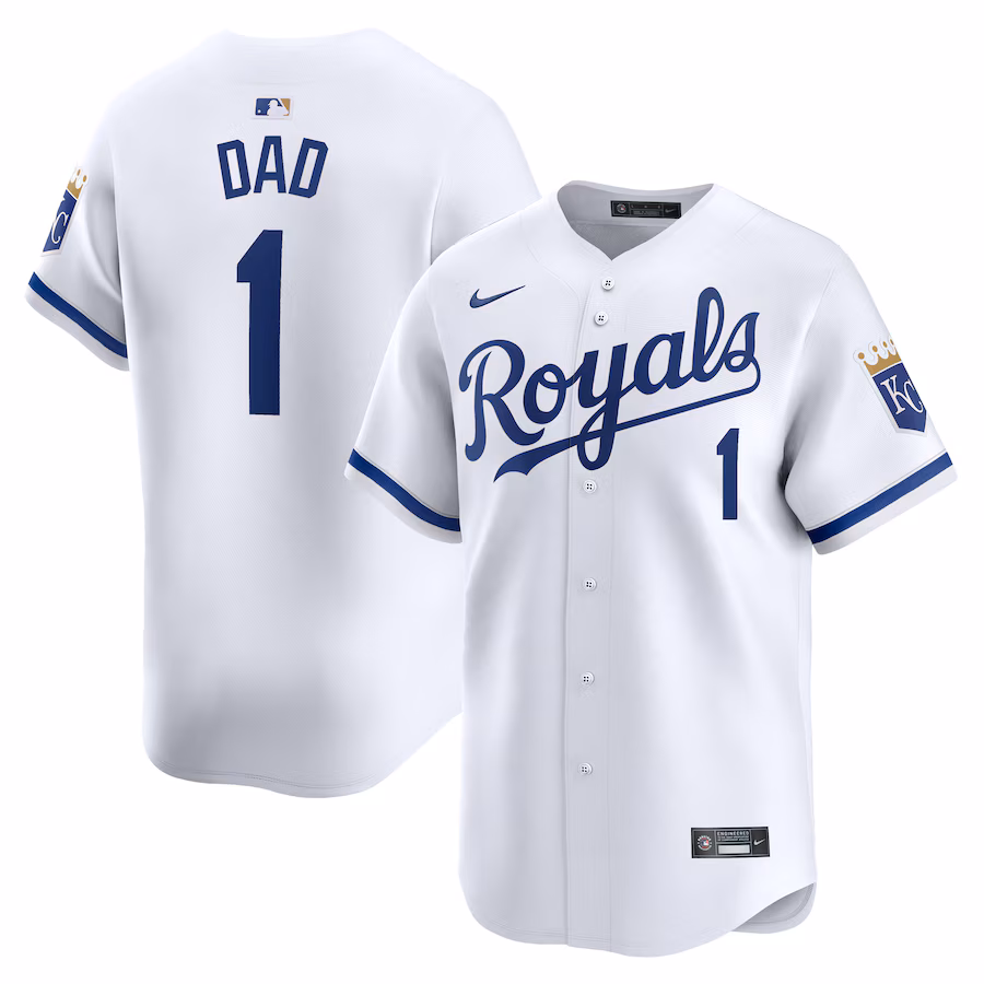 Men's Kansas City Royals Nike White #1 Dad Home Limited Jersey