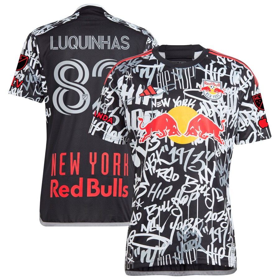 Men's New York Red Bulls Luquinhas adidas Black 2023 Freestyle Authentic Player Jersey