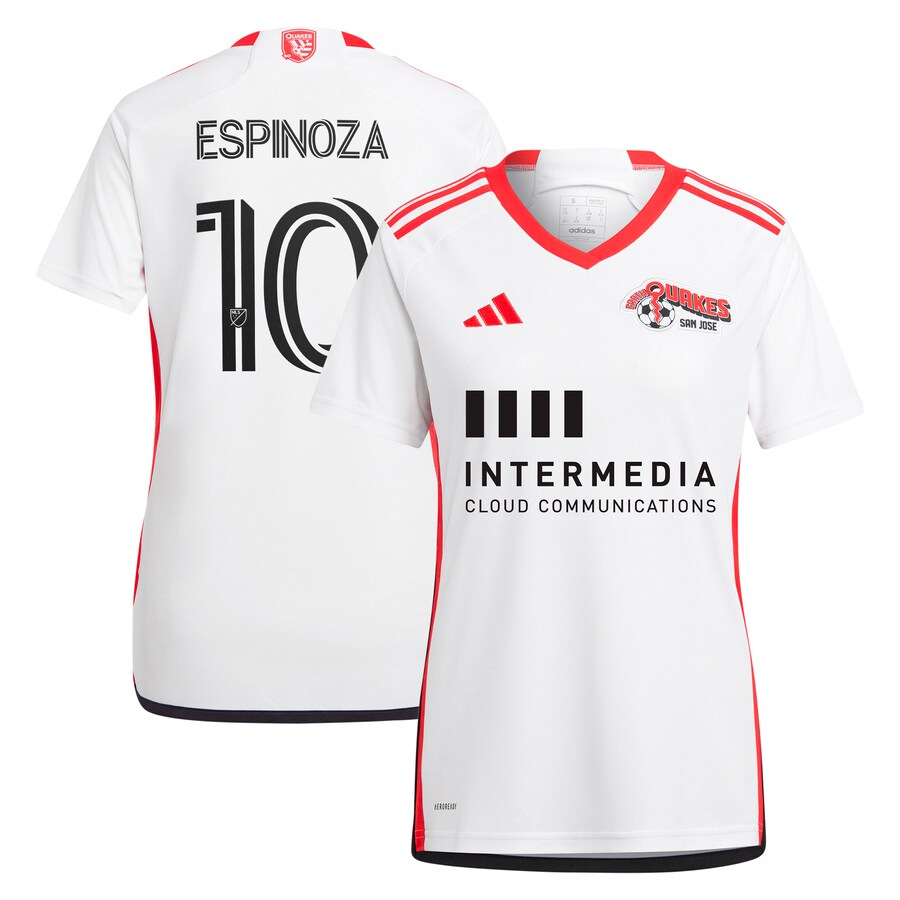 Women's San Jose Earthquakes Cristian Espinoza adidas White 2024 The 50 Kit Replica Player Jersey