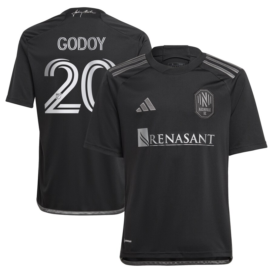 Youth Nashville SC Anibal Godoy adidas Black 2023 Man In Black Kit Replica Player Jersey