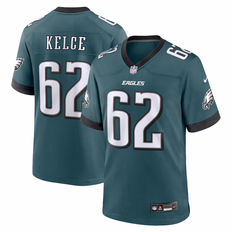 Men's Philadelphia Eagles Jason Kelce Nike Midnight Green Team Game Jersey