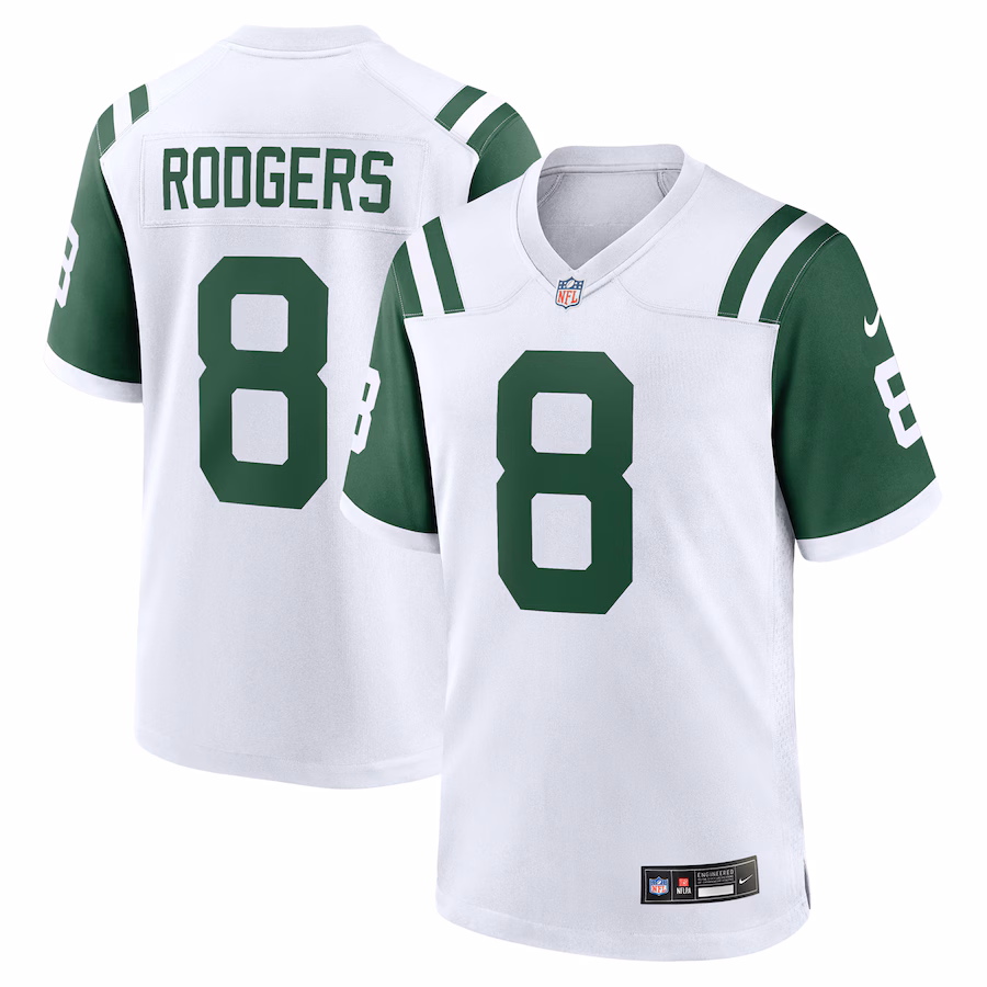 Men's New York Jets Aaron Rodgers Nike White Classic Alternate Game Jersey