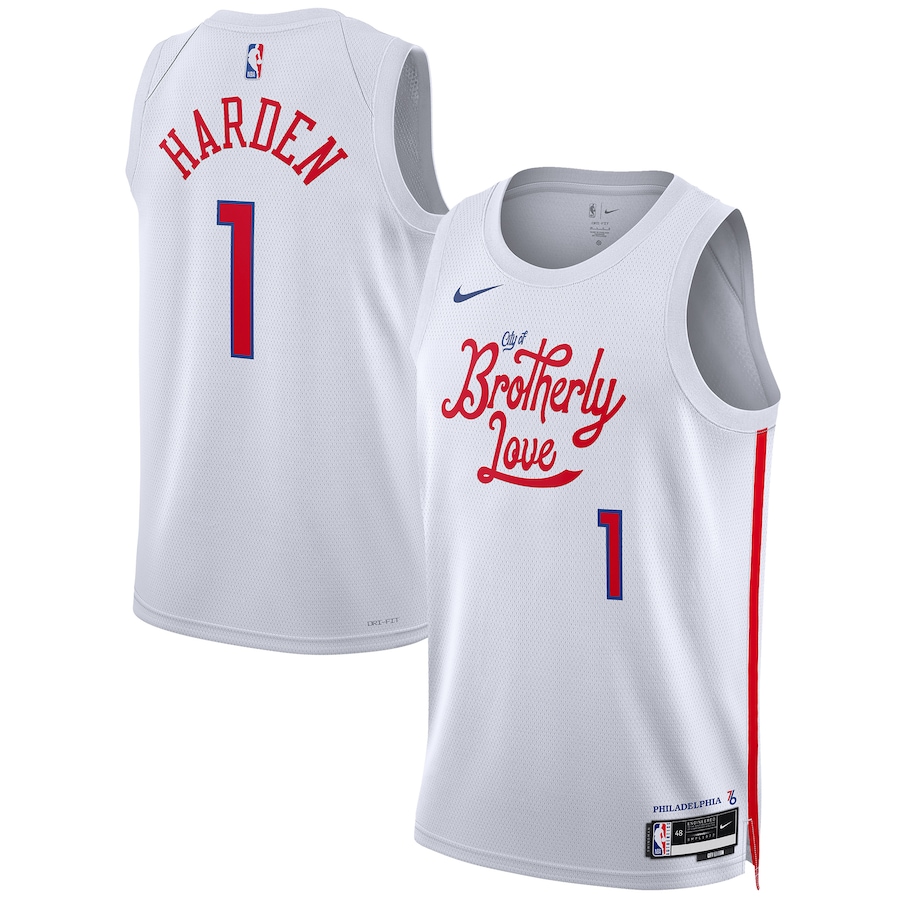 Unisex Philadelphia 76ers James Harden Nike White 2022/23 Swingman Jersey - City Edition