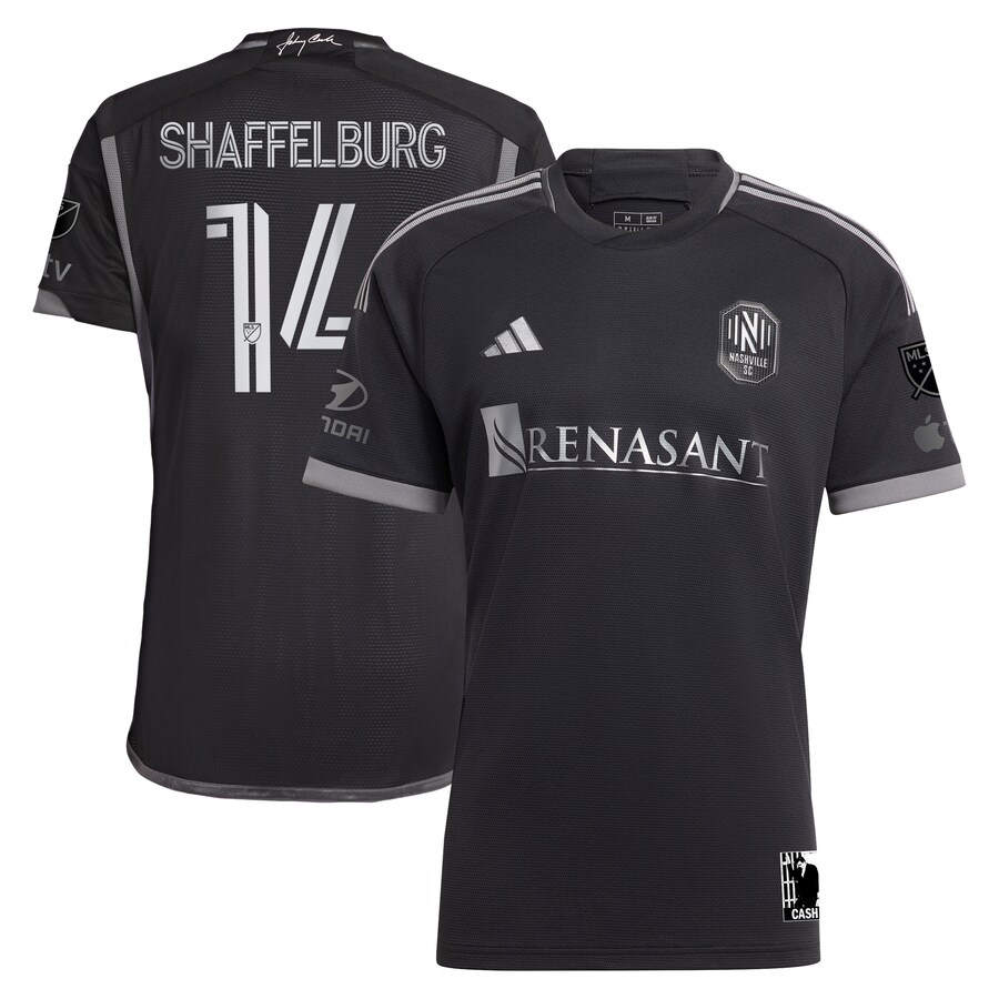 Men's Nashville SC Jacob Shaffelburg adidas Black 2024 Man In Black Kit Authentic Player Jersey