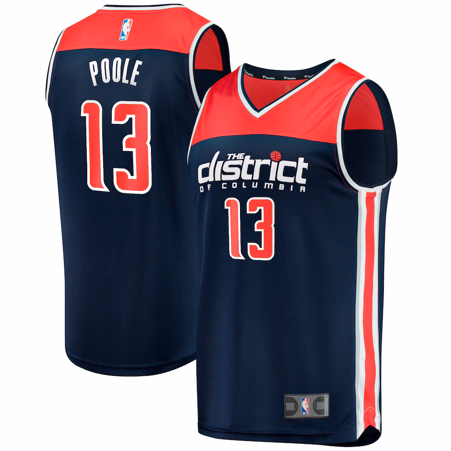 Youth Washington Wizards Jordan Poole Fanatics Navy Fast Break Player Jersey - Statement Edition