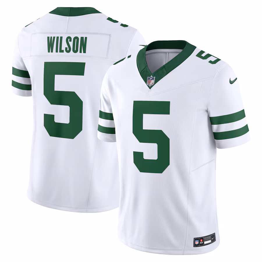 Men's New York Jets Garrett Wilson Nike Legacy White Vapor F.U.S.E. Limited Jersey