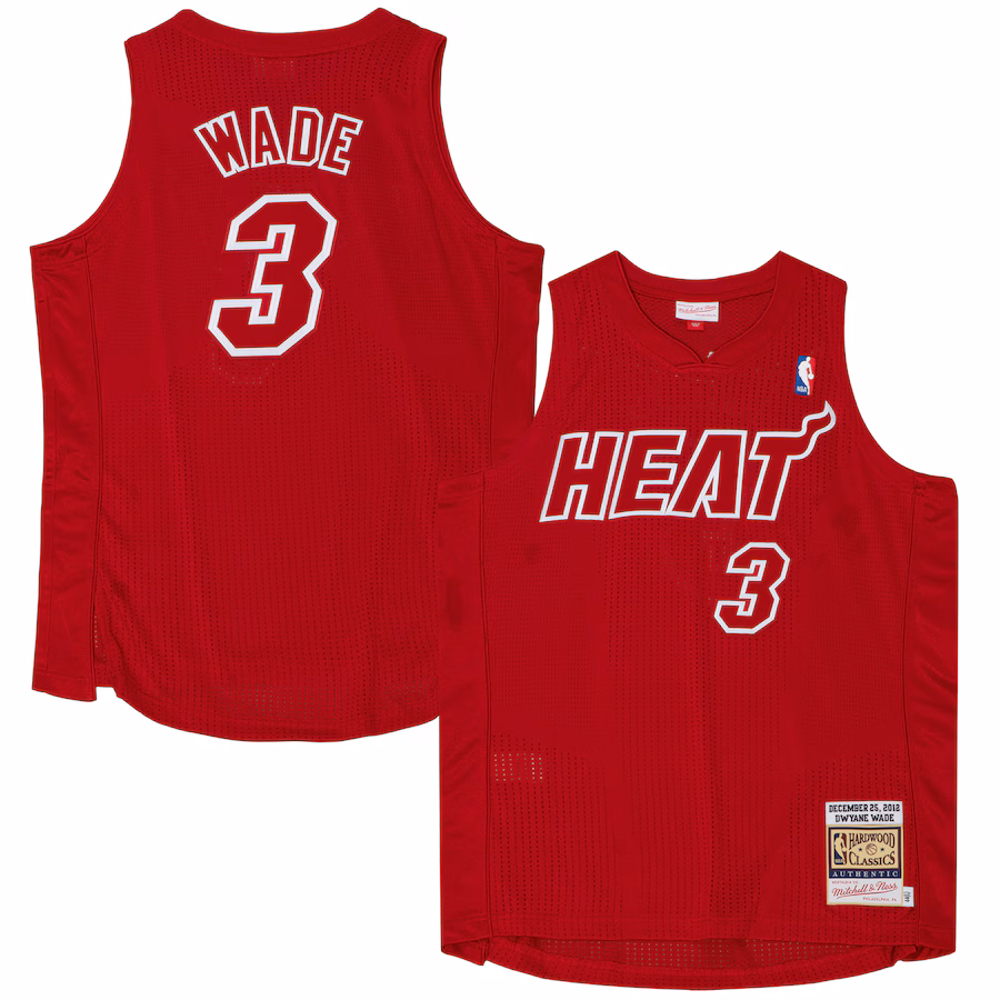 Men's Miami Heat Dwyane Wade Mitchell & Ness Scarlet 2012 Authentic Player Jersey