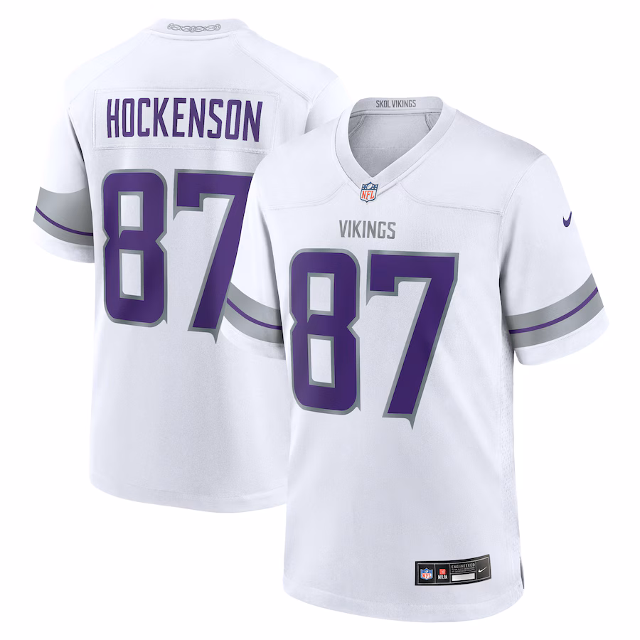 Men's Minnesota Vikings T.J. Hockenson Nike White Alternate Game Player Jersey