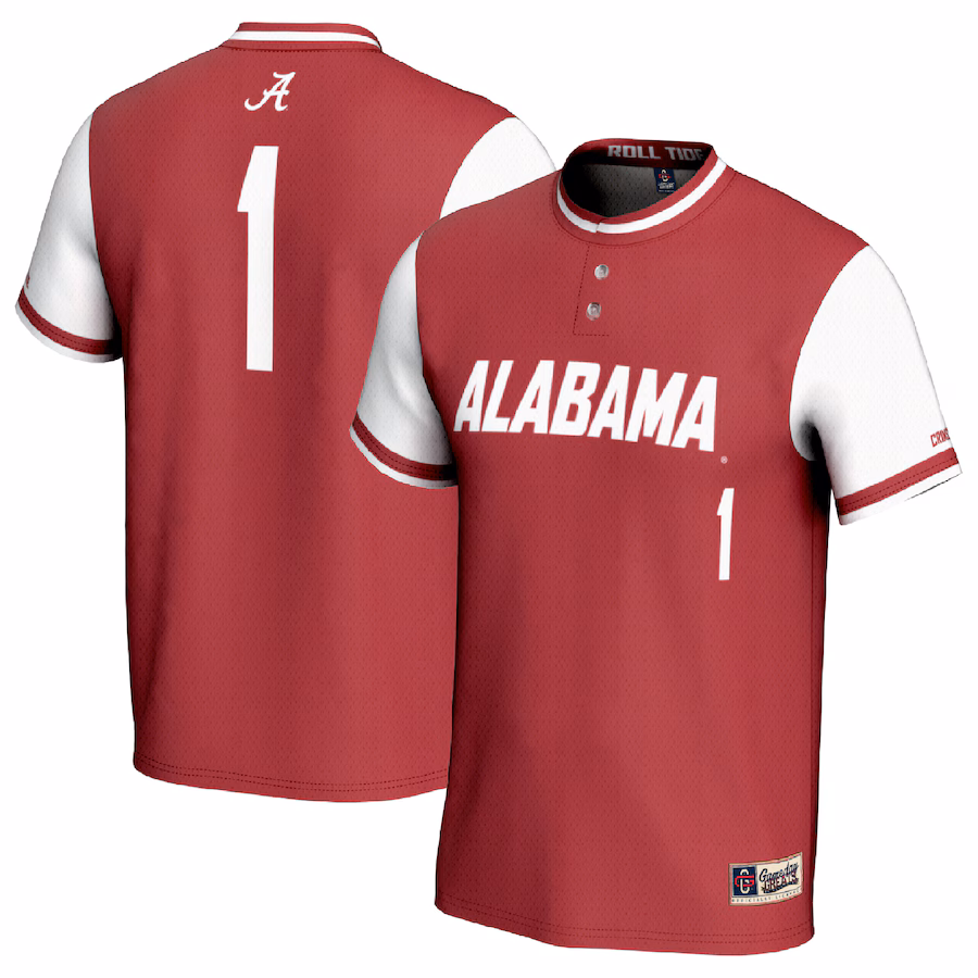 #1 Alabama Crimson Tide GameDay Greats Unisex Lightweight Softball Fashion Jersey - Crimson/White