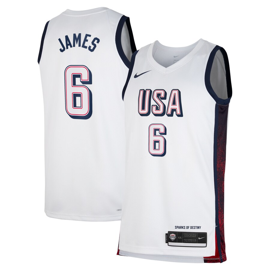 Unisex Men's USA Basketball LeBron James Nike White 2024 Swingman Player Jersey