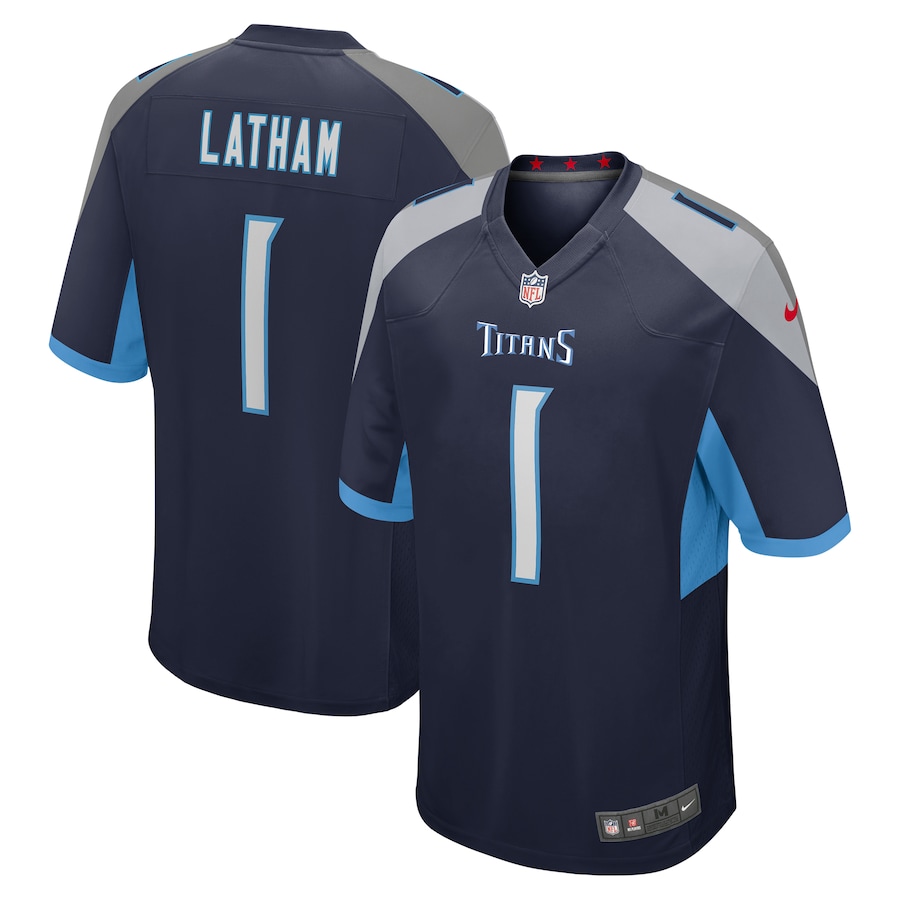 Men's Tennessee Titans JC Latham Nike Navy 2024 NFL Draft First Round Pick Player Game Jersey