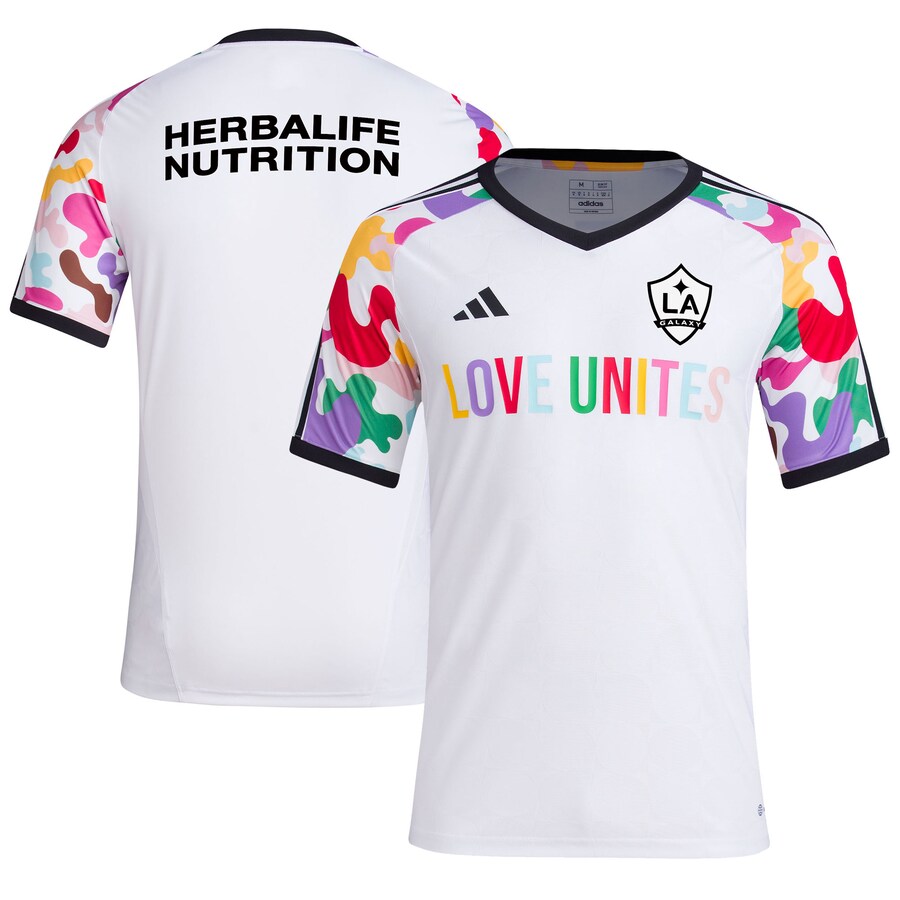 Men's LA Galaxy  adidas White 2023 Pride Pre-Match Top