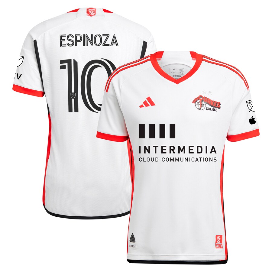 Men's San Jose Earthquakes Cristian Espinoza adidas White 2024 The 50 Kit Authentic Player Jersey