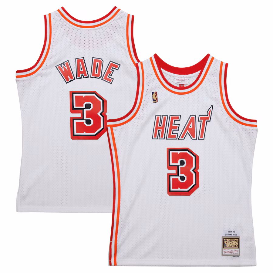 Men's Miami Heat Dwyane Wade Mitchell & Ness White 2007/08 Hardwood Classics Swingman Jersey