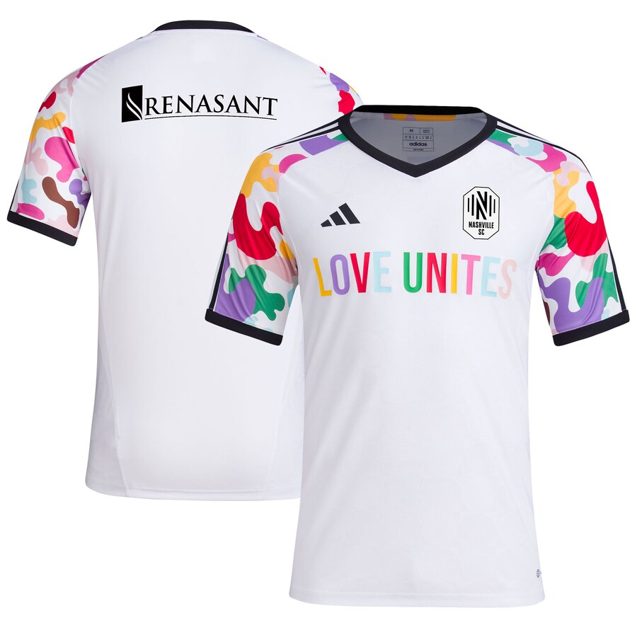 Men's Nashville SC  adidas White 2023 Pride Pre-Match Top