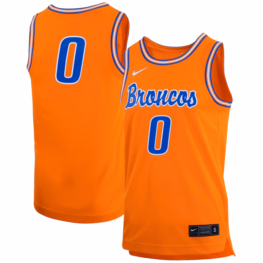 #0 Boise State Broncos Nike Retro Replica Basketball Jersey - Orange