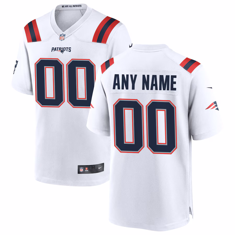 Men's New England Patriots Nike White Custom Game Jersey