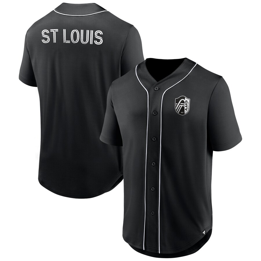 Men's St. Louis City SC Fanatics Black Third Period Fashion Baseball Button-Up Jersey