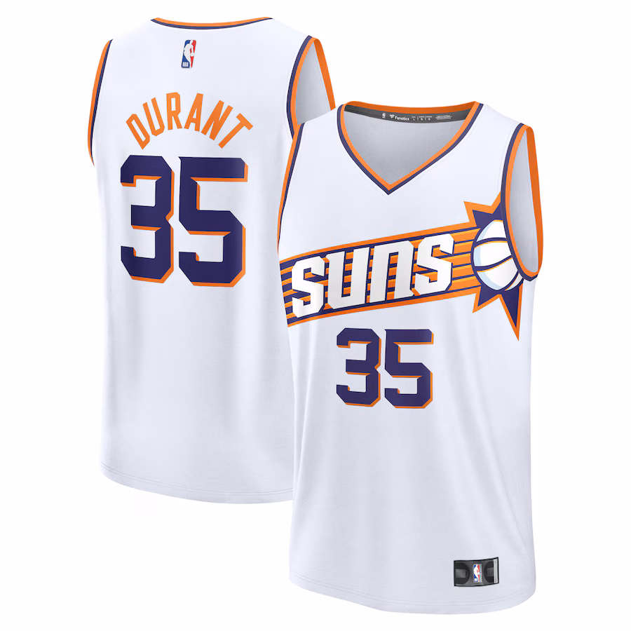 Youth Phoenix Suns Kevin Durant Fanatics White Fast Break Player Jersey - Association Edition
