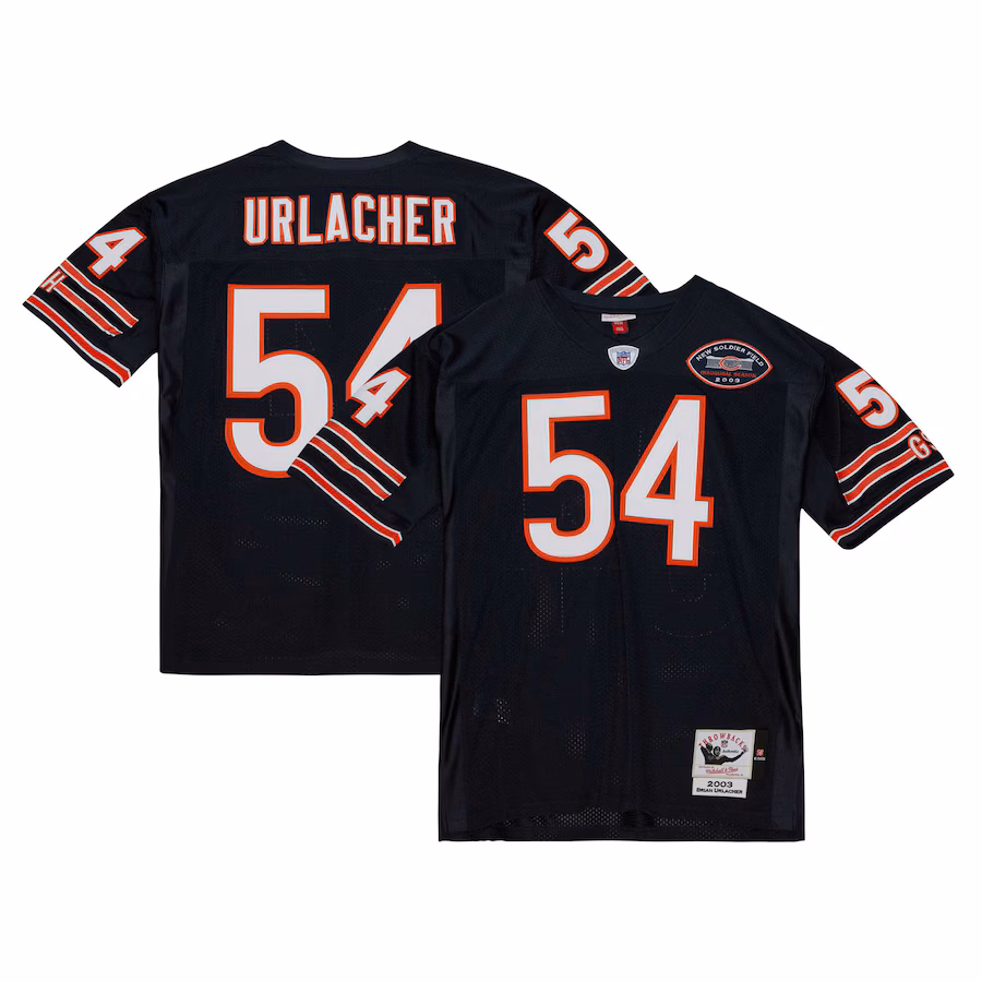 Men's Chicago Bears 2003 Brian Urlacher Mitchell & Ness Navy Authentic Throwback Retired Player Jersey