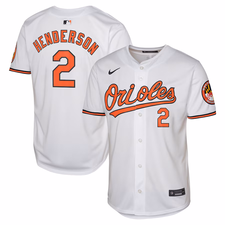 Youth Baltimore Orioles Gunnar Henderson Nike White Home Limited Jersey