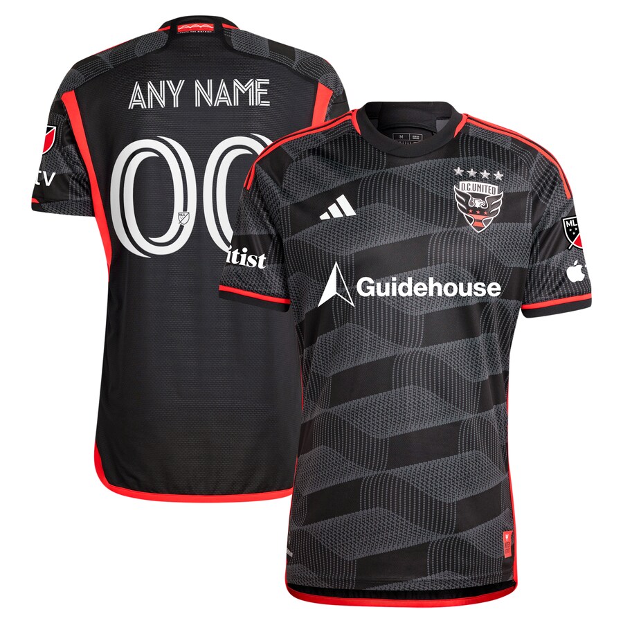 Men's D.C. United  adidas Black 2024 The Icon Kit Authentic Custom Jersey