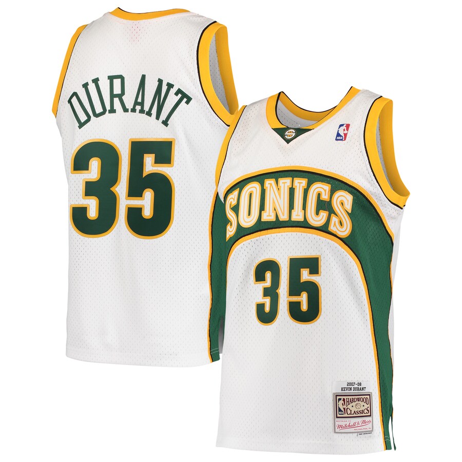 Men's Seattle SuperSonics Kevin Durant Mitchell & Ness White Hardwood Classics Swingman Jersey