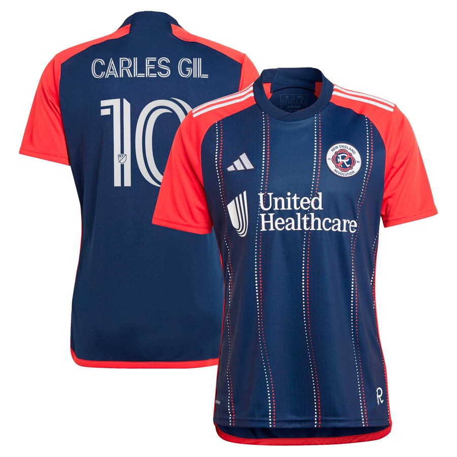 Men's New England Revolution Carles Gil adidas Navy 2024 Boston Tea Party Replica Player Jersey