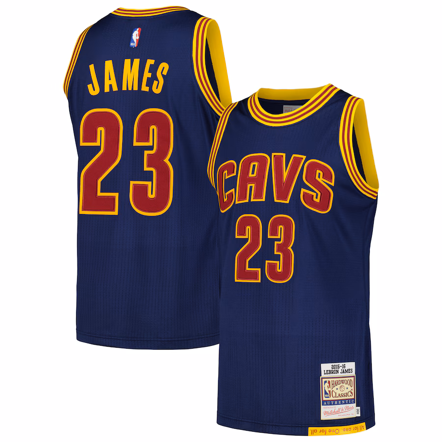 Men's Cleveland Cavaliers LeBron James Mitchell & Ness Navy 2015/16 Hardwood Classics Authentic Jersey