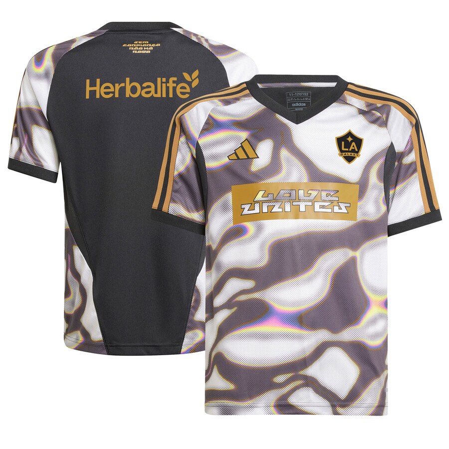 Youth LA Galaxy adidas Black 2024 Pride Pre-Match Top