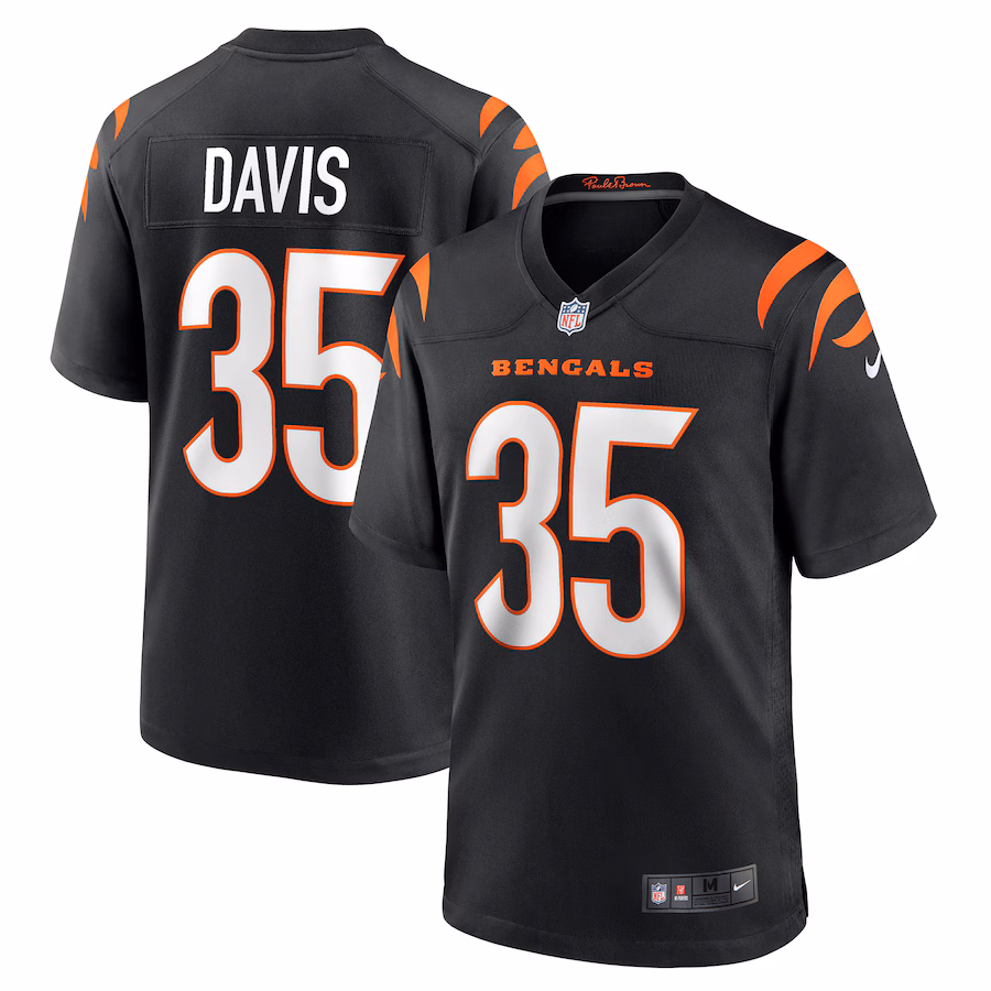 Men's Cincinnati Bengals Jalen Davis Nike Black Game Player Jersey