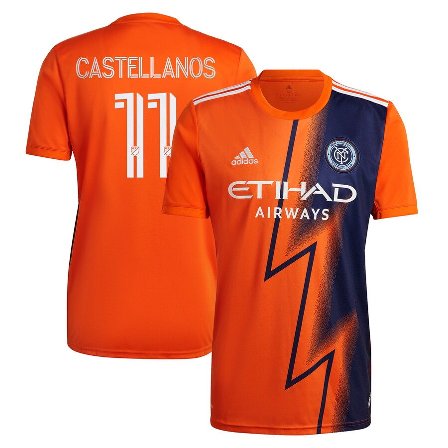 Men's New York City FC Valentin Castellanos adidas Orange 2022 The Volt Kit Replica Player Jersey