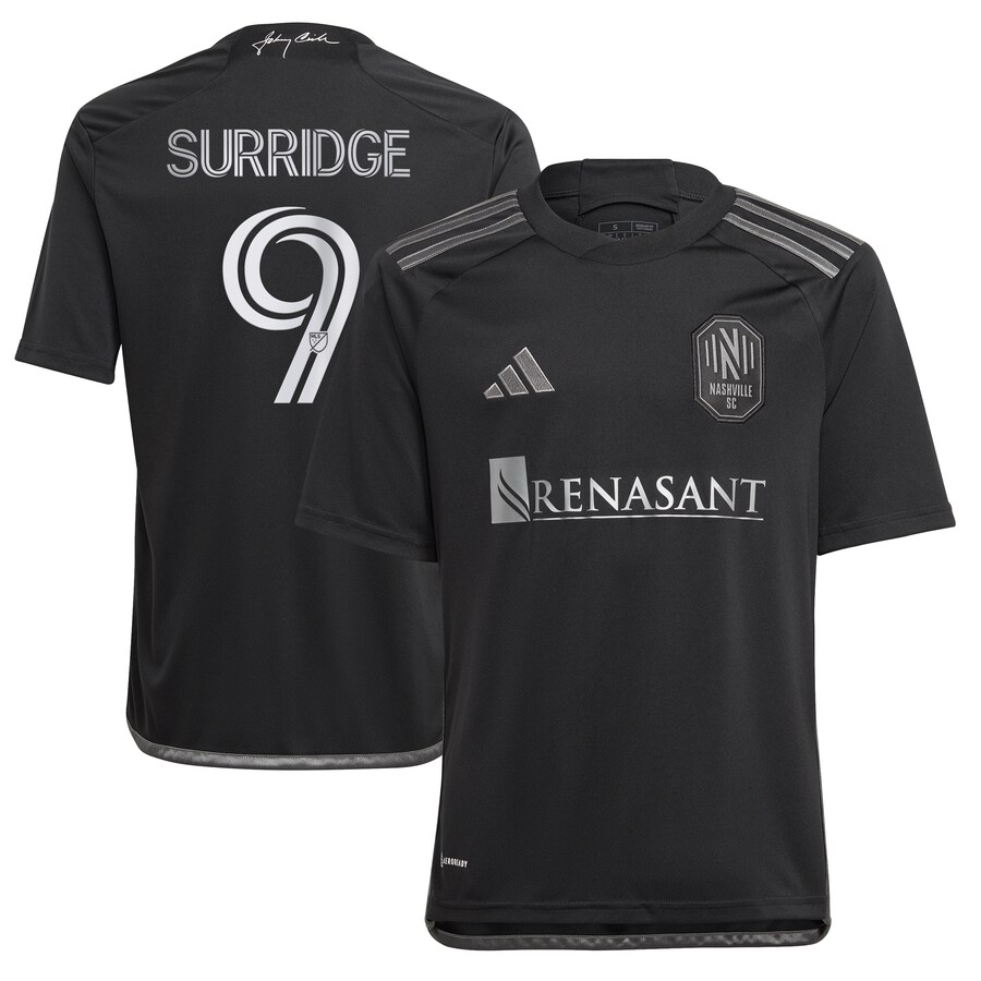 Youth Nashville SC Sam Surridge adidas Black 2023 Man In Black Kit Replica Player Jersey