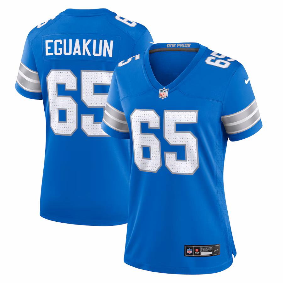 Women's Detroit Lions Kingsley Eguakun Nike  Blue Game Jersey