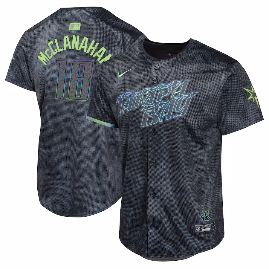 Youth Tampa Bay Rays Shane McClanahan Nike Charcoal 2024 City Connect Limited Player Jersey