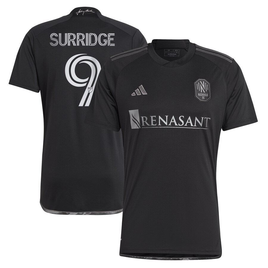 Men's Nashville SC Sam Surridge adidas Black 2023 Man In Black Kit Replica Player Jersey