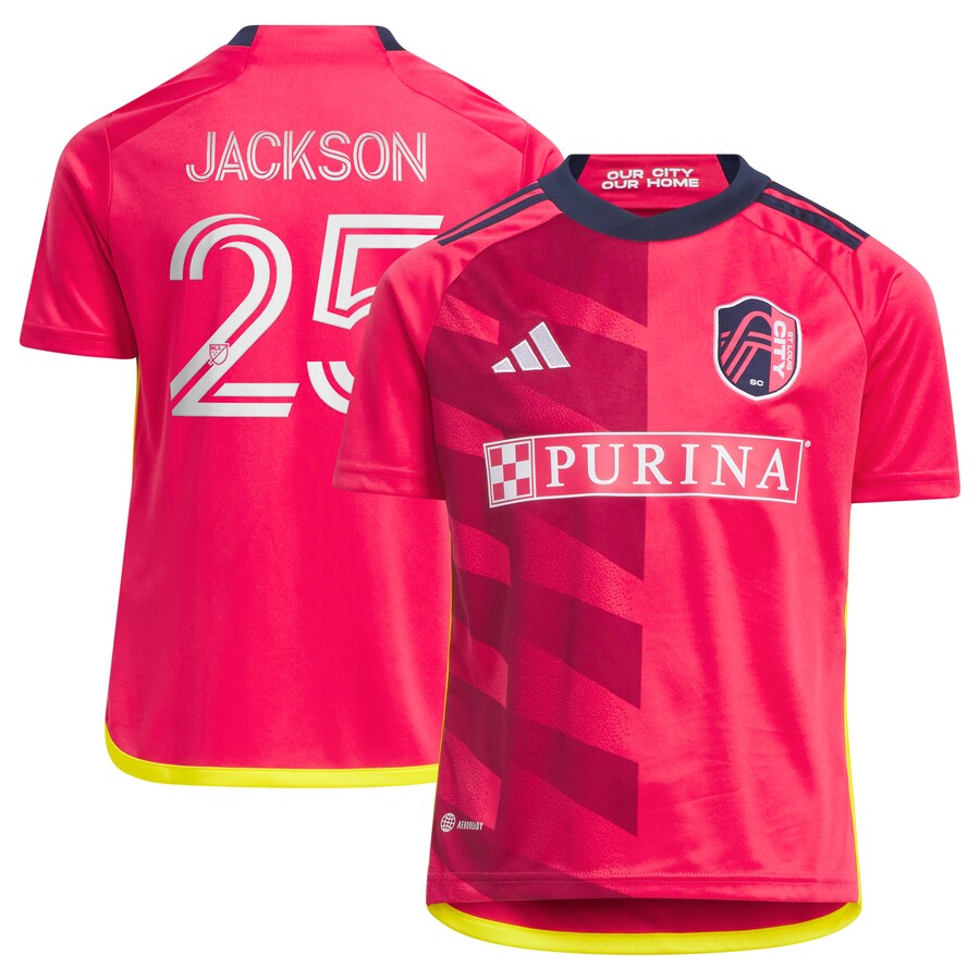 Youth St. Louis City SC Aziel Jackson adidas Red 2024 The Spirit Kit Replica Player Jersey