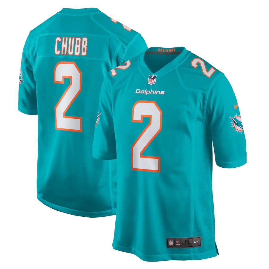Men's Miami Dolphins Bradley Chubb Nike Aqua Game Player Jersey