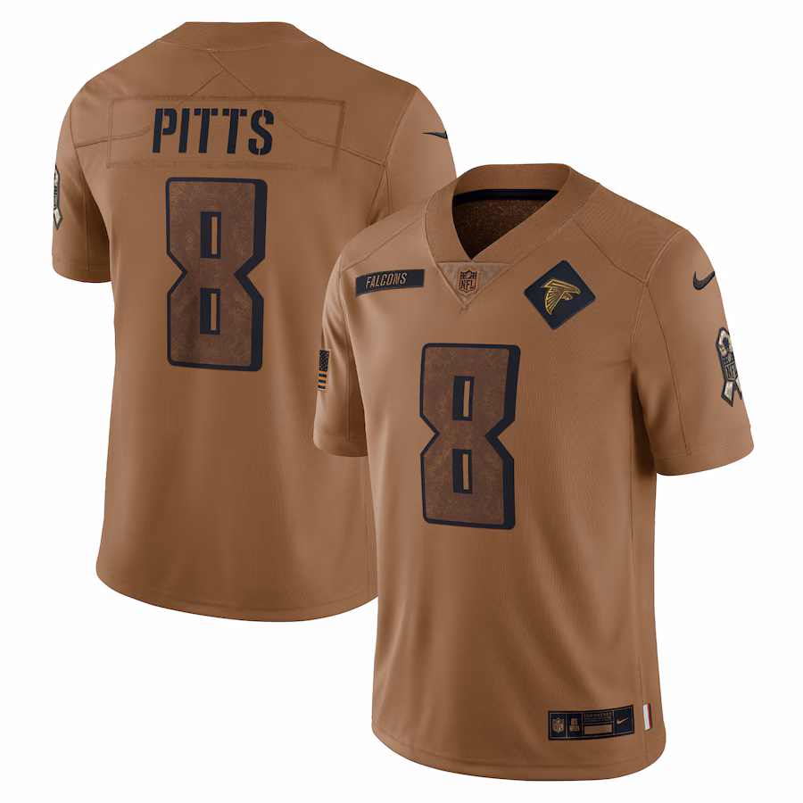 Women's Atlanta Falcons Kyle Pitts Nike Brown 2023 Salute To Service Limited Jersey