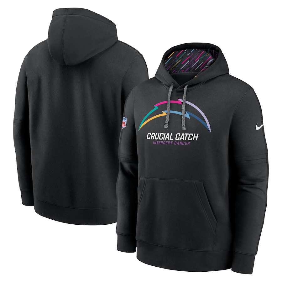 Men's Los Angeles Chargers Nike Black 2024 NFL Crucial Catch Club Pullover Hoodie