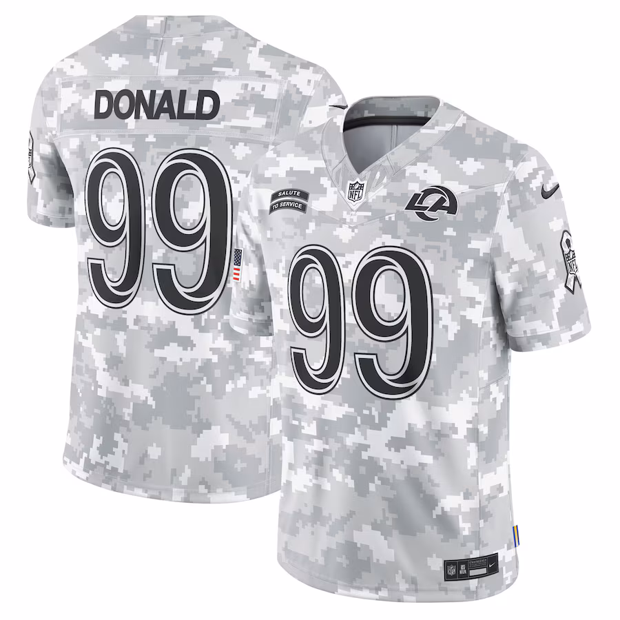 Men's Los Angeles Rams Aaron Donald Nike Arctic Camo 2024 Salute to Service Retired Player Limited Jersey