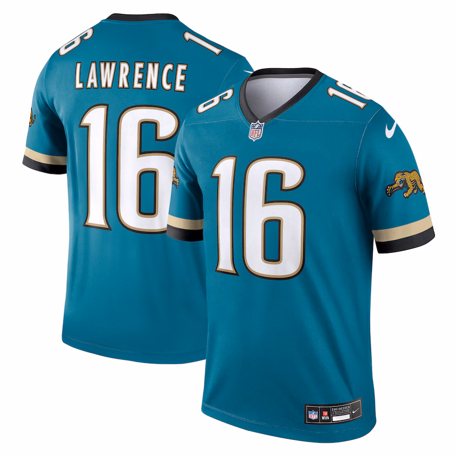Men's Jacksonville Jaguars Trevor Lawrence Nike Teal Alternate Legend Player Performance Top