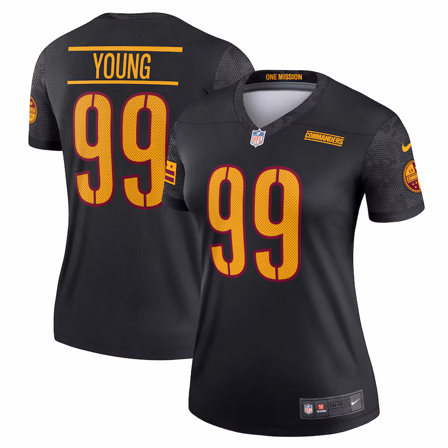 Women's Washington Commanders Chase Young Nike Black Alternate Legend Player Performance Top