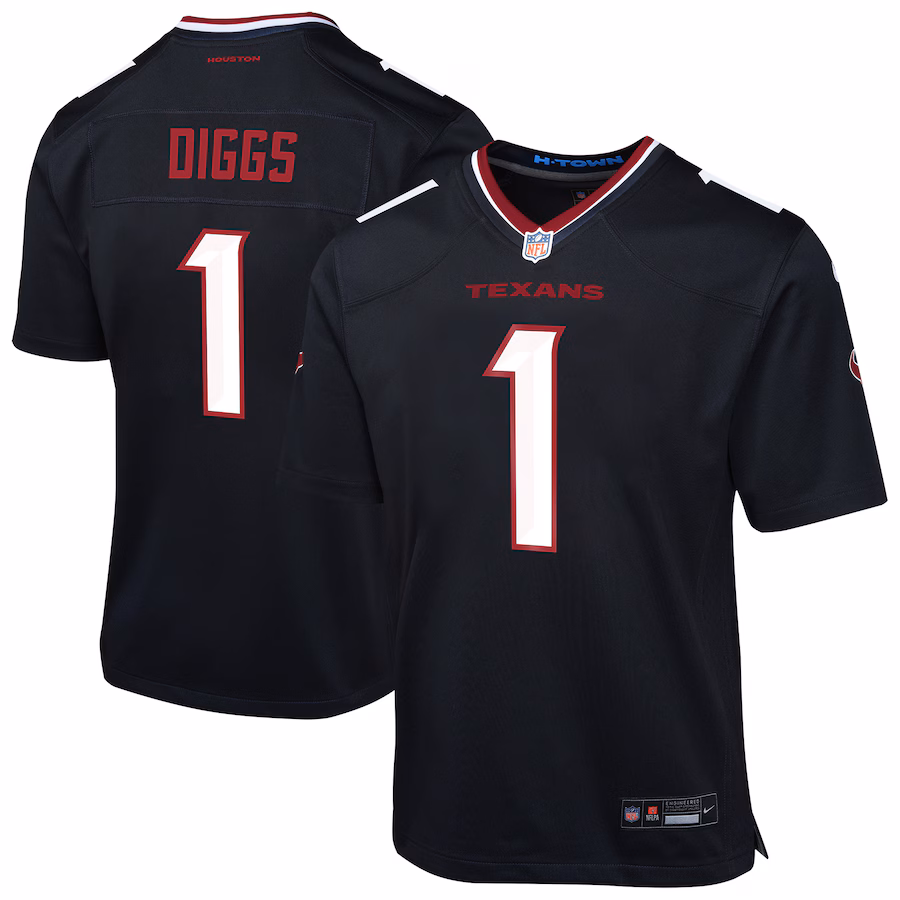 Youth Houston Texans Stefon Diggs Nike Navy Team Player Game Jersey